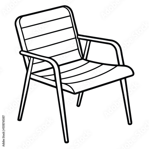 Modern chair line art illustration isolated on transparent background