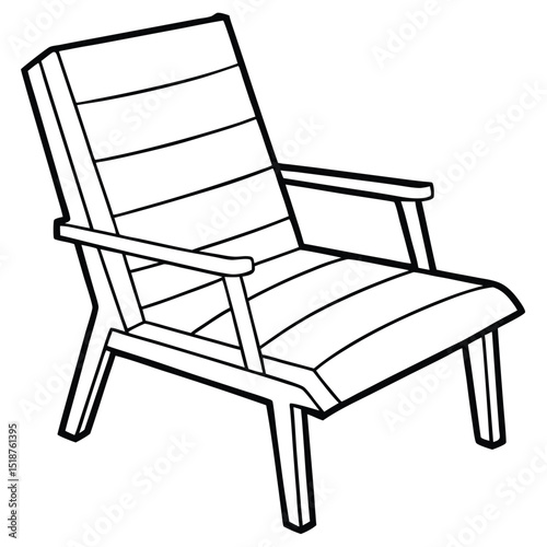 Modern chair line art illustration isolated on transparent background