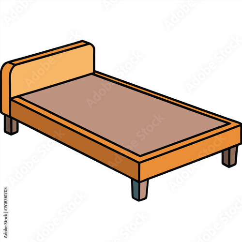 Illustration of a bed with blue mattress isolated on transparent background