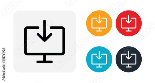 Download icon with computer screen illustration