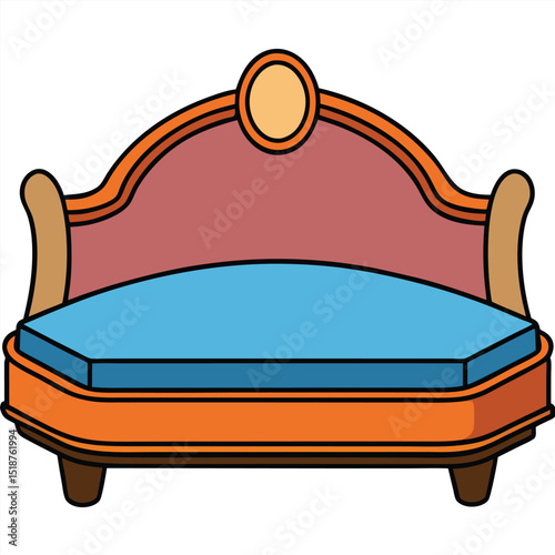 Illustration of a bed with blue mattress isolated on transparent background