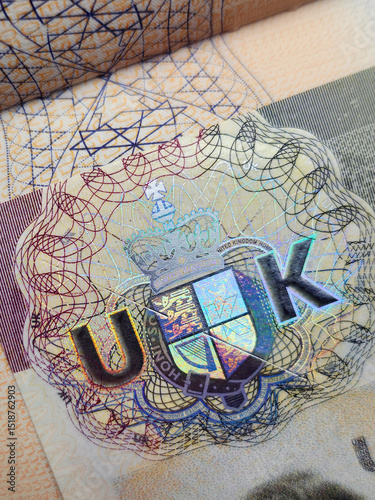 Close-Up of a Security Feature in a Passport Document photo