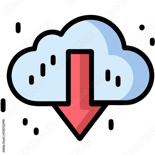 Cloud Download Icon: Simple, Modern Data Transfer Illustration