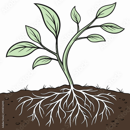 A delicate seedling emerges from the earth, showcasing vibrant green leaves and a slender stem, symbolizing new growth and life