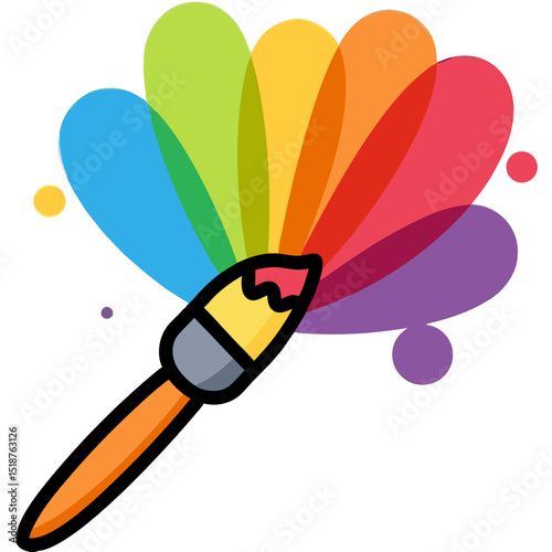 Vibrant Rainbow Paintbrush Splash: Creative Art Design Element