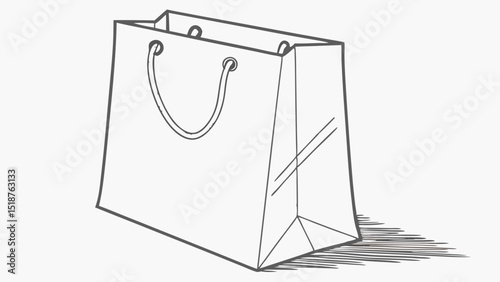 A simple sketch of a paper shopping bag with handles, casting a shadow on a light background
