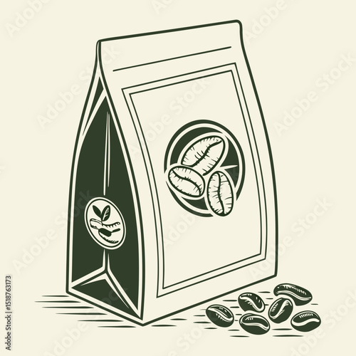 Illustrated coffee bean package design