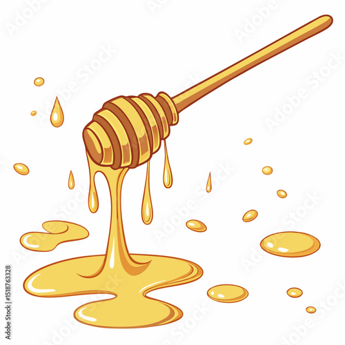 Honey dripping from a wooden honey dipper