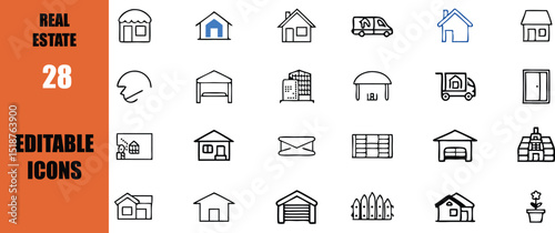 Real estate and property icons set vector design for construction and building industry marketing material design