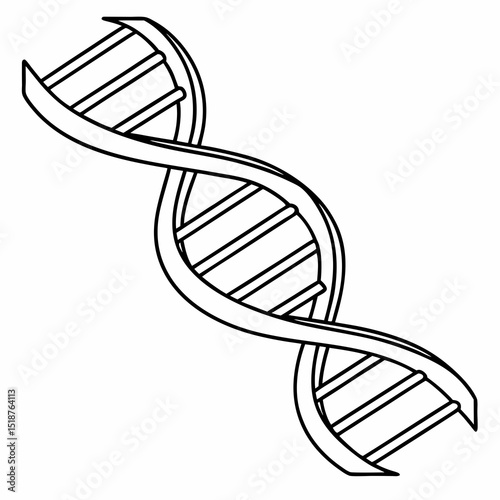 A line drawing of a double helix structure, symbolizing DNA, genetics, and scientific research
