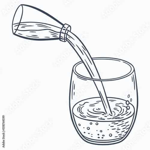 Liquid pouring from bottle into glass