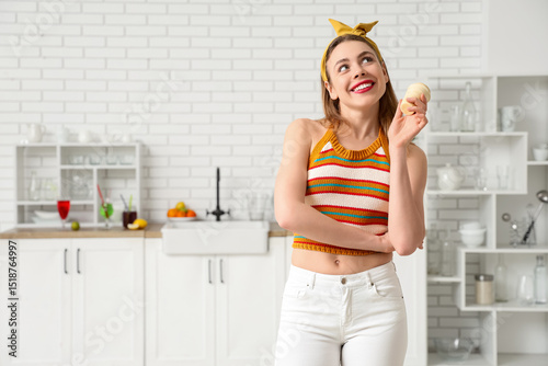 Happy smiling young woman h...