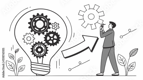 business man drawing idea