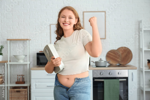 Happy young woman in tight ...
