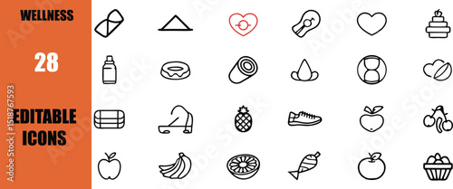 Wellness and health lifestyle icon set vector illustration for healthy living and wellbeing concept design