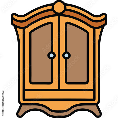 Wooden nightstand with three drawers isolated on transparent background