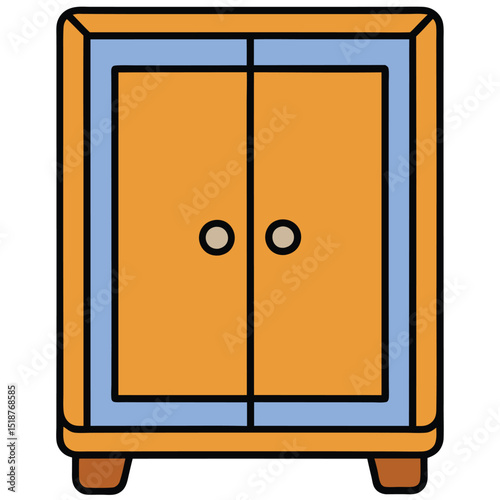 Wooden nightstand with three drawers isolated on transparent background