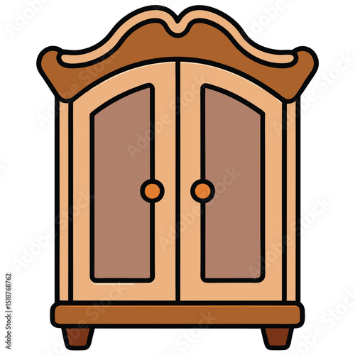 Wooden nightstand with three drawers isolated on transparent background