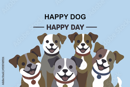 Cute Cartoon Dogs Image for a Happy Day-Smiling Dog Faces Bring Joy-Illustrations for Pet Lovers and Dog Owners-Cheerful Pups for Social Media and Websites