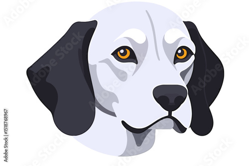 Cute Dog Illustration - Vector Graphic of a Dog Head - Loyal Companion Artwork for Animal Lovers-Black and White Furry Friend with Amber Eyes