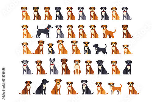 Wallpaper Mural Cute Cartoon Dog Breeds Illustration- Colorful Dog Vector Art- Adorable Pet Graphics for Design- Playful Puppy Clipart Collection- Domestic Animal Breed Variety Image Torontodigital.ca