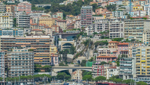 Monaco church Sainte Devote bridge principality mountain city state timelapse. photo