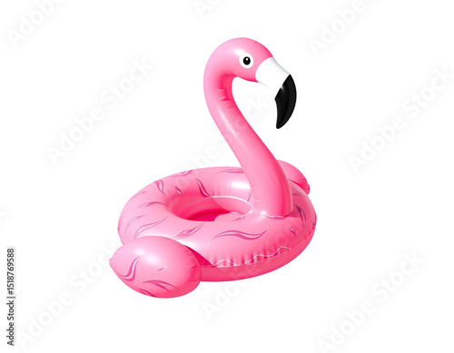  Inflatable pink flamingo pool float on transparent  background








