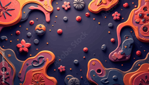Abstract 3D Background with Colorful Floral Shapes