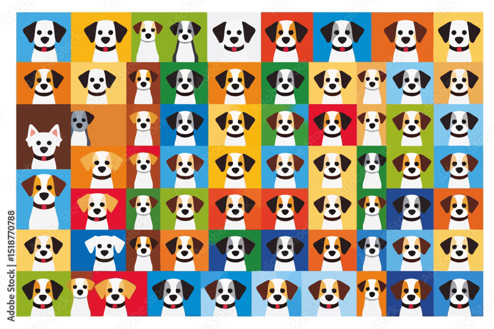 Colorful Cartoon Dog Faces Pattern- Cute Puppy Heads on Bright Backgrounds- Playful Animal Illustration for Kids- Dog Breed Art Design- Fun Pet Graphics Colorful Cartoon Dog Faces Pattern- Cute Puppy Heads on Bright Backgrounds- Playful Animal Illustration for Kids- Dog Breed Art Design- Fun Pet Graphics