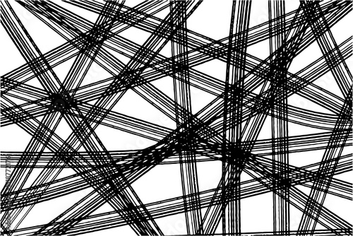 Black Interwoven Lines background, black scribbles on white background