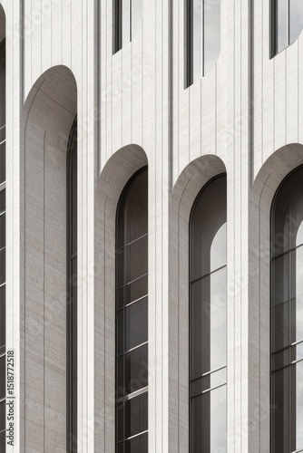 Modern architectural facade with arched windows
