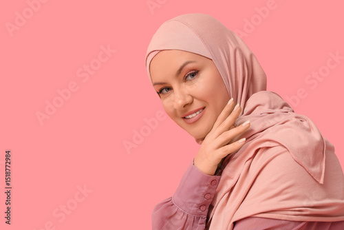 Happy Muslim woman in hijab...