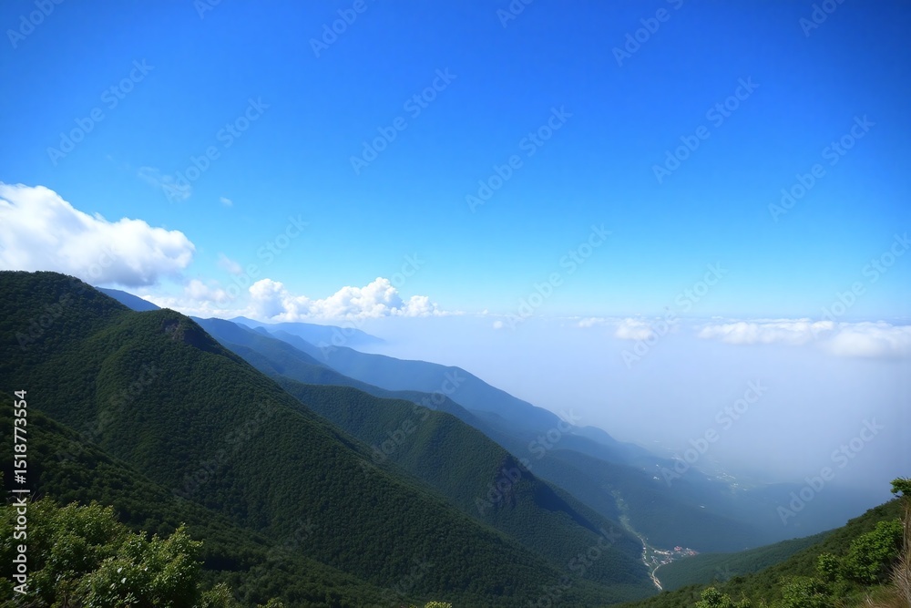 Naklejka premium view of the mountains from the top of a mountain