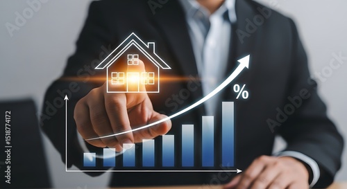 House Growth Chart Man Pointing to Investment