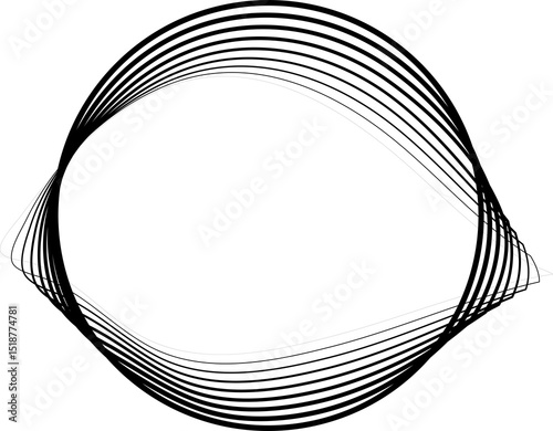 Circle round curve with wavy line dynamic for badges, price tag, label