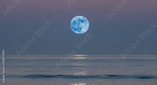 Moon Over Ocean - Night Sky and Water Reflection