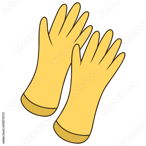 yellow rubber gloves vector illustration