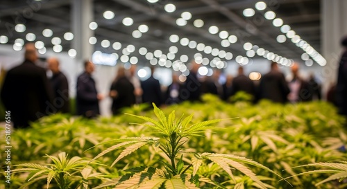 Cannabis Plant Exhibition Hall with People