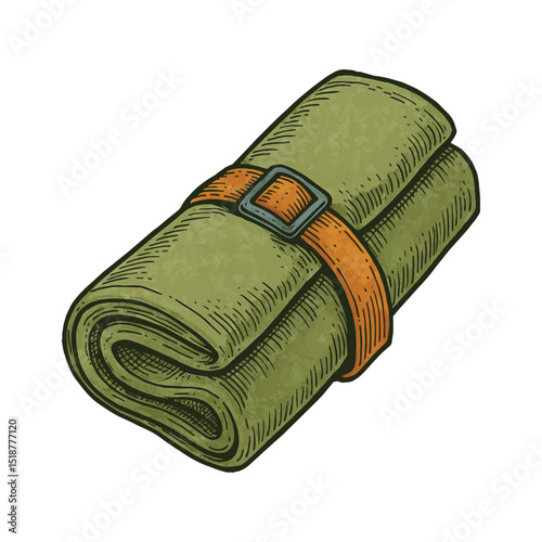 Camping Towel Vector – Rolled Travel Towel with Strap
