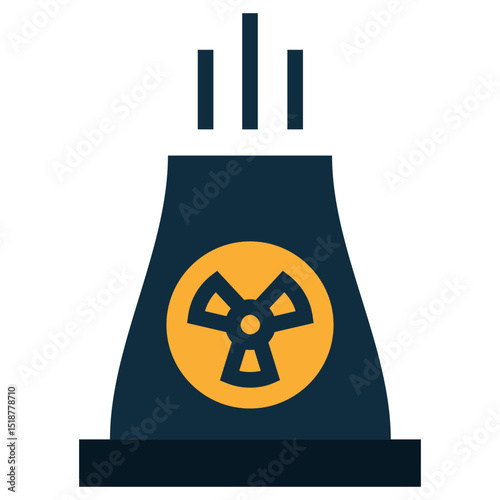 Nuclear Plant Flat Icon, Flat Design Style Icon Symbol