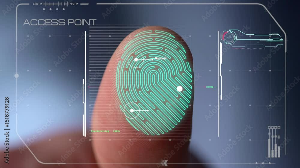 Fingerprint Scanning Process with Futuristic Technology Interface Animation
