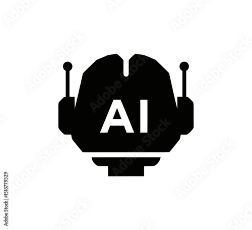 Simplified Robotic Head Silhouette Displaying Artificial Intelligence Symbolism
