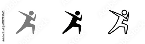 Stick Figure Character Performing Running Motion in Silhouette Style