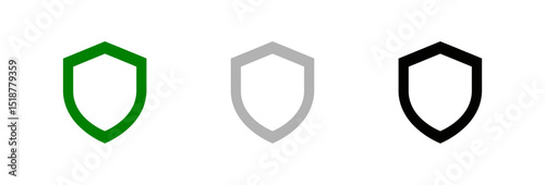 Three Shields Representing Security and Safety in Varied Colors