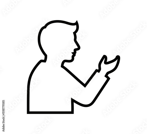 Graphical Silhouette of Man Presenting or Offering with Open Hands