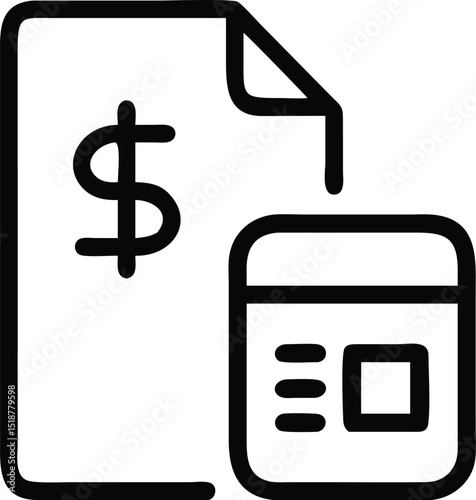 Budget Icon in Minimalist Silhouette Style with Dollar Symbol for Finance, Accounting, Expense Tracking, and Business Planning on White Background