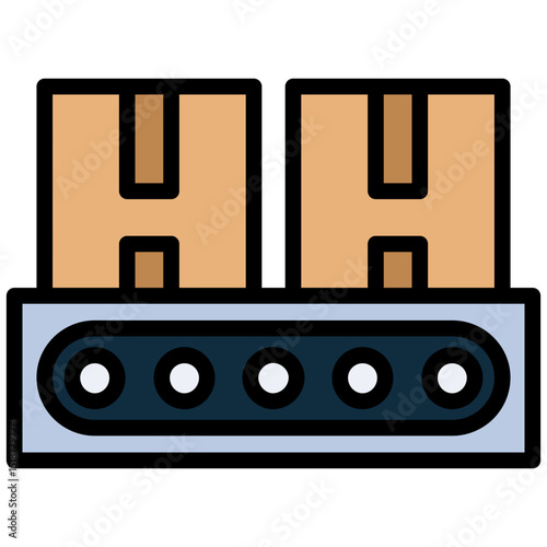Conveyor Outline Flat Icon, Outline Flat Design Style Icon Symbol