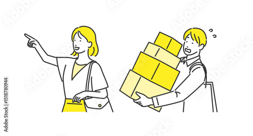 男性に荷物を持たせて買い物を楽しんでいる女性