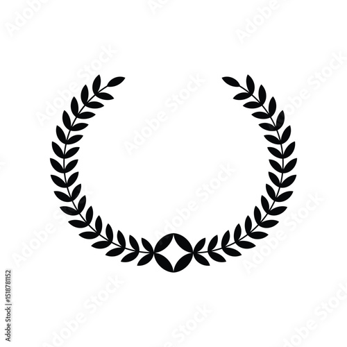 Laurel Wreath with Ribbon Award Emblem Vector Design