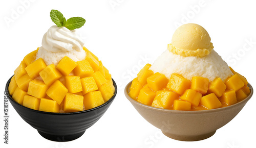 Mango Bingsu Set – Whipped Cream & Ice Cream Toppings
